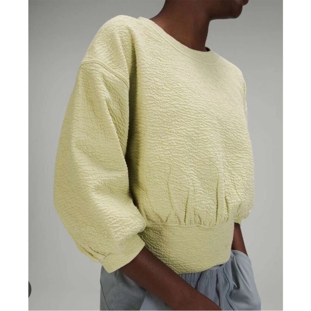 lululemon athletica Pale Yellow Textured Cropped Sweatshirt